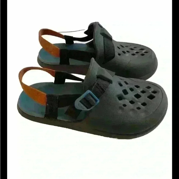 Chaco Chillos Clogs Rubber Youth 6 Black Orange Rubber Strapback - Picture 4 of 5